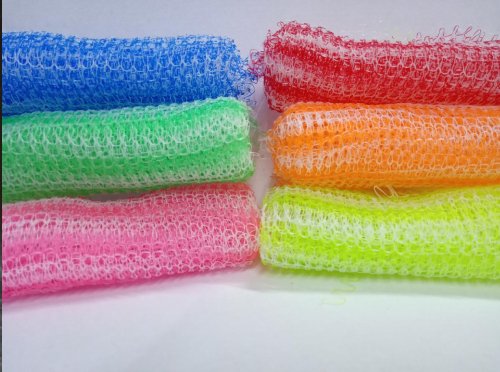 Multi-tone double colour nylon scrubber net for manufacturing vibrant kitchen scrubbers by Krishna Plastic.