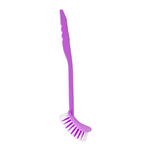 Ergonomically curved hockey-style toilet brush for under-the-rim cleaning by Krishna Plastic.