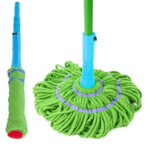 Heavy-duty absorbent cotton twist mop for deep floor cleaning and scrubbing by Krishna Plastic.