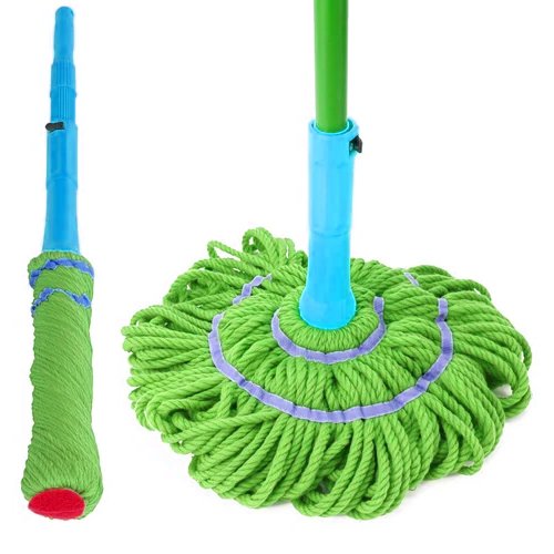 Heavy-duty absorbent cotton twist mop for deep floor cleaning and scrubbing by Krishna Plastic.